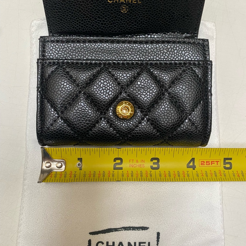 CHANEL Black Quilted Caviar Leather Mini Wallet with Gold CC - Picture 3 of 5